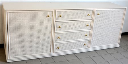 Mobile credenza con quattro cassetti e due ante in legno laccato color crËme...