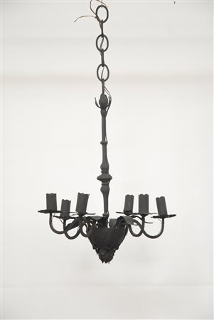 Lampadario in ferro battuto (h cm 64) (difetti)