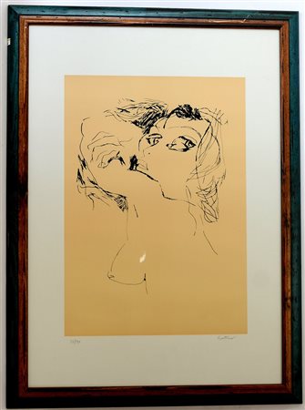 Guttuso "Figura femminile" serigrafia (cm 70x50 il foglio) esemplare 33/120,...