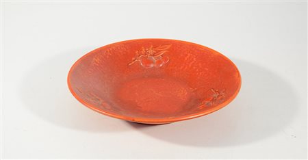 Angelo Biancini (1911- 1988) Piatto in ceramica smaltata in rosso decorato...