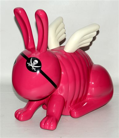 ConiglioViola * "Pirate Rabbit", scultura in resina. Firmata e numerata 6/99...