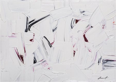 PIERLUIGI DE LUTTI (1959) Il ghiacciaio Olio su tela cm 50x70x3,8 Firma al...