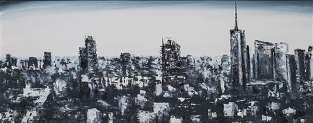 FRANCESCO GRASSI (1940) La nuova Milano (Skyline), 2014 Olio su tela cm...