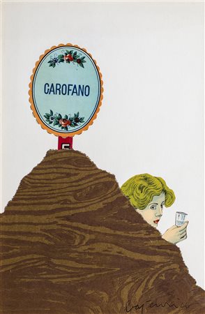 ENRICO BAJ (1924-2003) Garofano, 1964-1965 Collage su cartoncino cm 31x21...