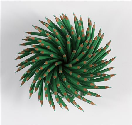 PAOLA PEZZI (1963) Matita Verde Assemblaggio di matite e resina entro teca di...