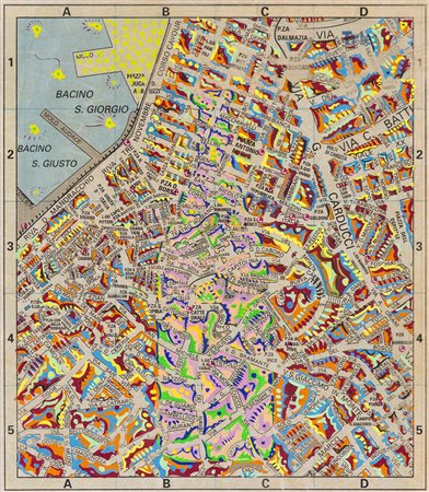 RICCARDO GUSMAROLI (1963) Senza Titolo Tecnica mista su cartina geografica cm...