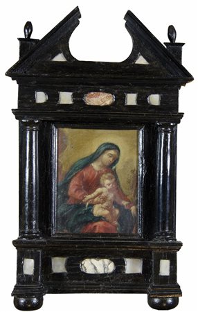 Maestro del XVII secolo "Madonna con bambino" tot cm. 48x30 - olio su tela...