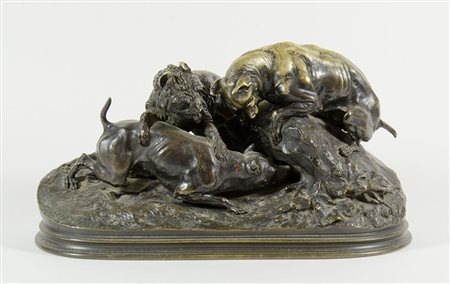 Pierre-Jules Mene 1810-1879 "Animali" lung. cm. 38 - scultura in bronzo a...