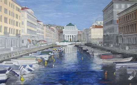 Flavio Cimador Trieste 1940 "Ponterosso" cm. 84x143 - olio su compensato...