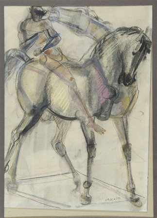 Venanzio Crocetti 1913-2003 "Cavallo" cm. 47x33 - tecnica mista Firmato b. a d.