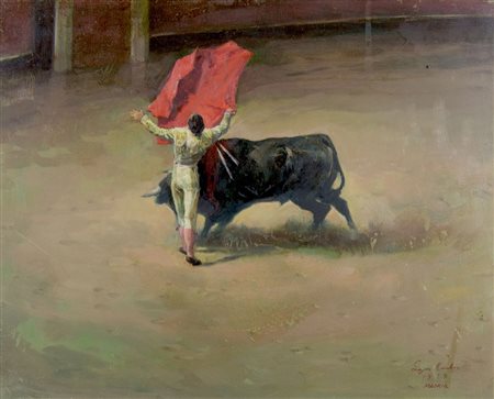 Lajos Markos 1917-1993 "Torero" cm. 40x50 - olio su faesite Firmato b. a d. e...