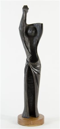 Aime Empane Enkobo 1968 "Donna cava" h. tot cm. 48 - scultura in legno scuro...