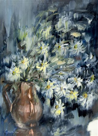 Nora Carella 1918-2015 "Mazzo di fiori" cm. 46x40 - olio su tela Firmato b. a...