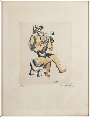 ZADKINE OSSIP (1890 - 1967) Le guitariste. 1966. Acquaforte. Cm 50,00 x...