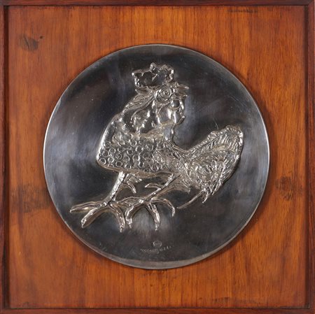 MINGUZZI LUCIANO (1911 - 2004) Gallo. 1975. Acciaio. Cm 20,00 x 20,00....