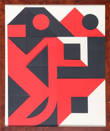 CASTELLANI ENRICO (n. 1930) Nero-rosso. 1999. Serigrafia su carta fustellata....