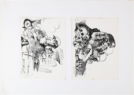 VAGLIERI TINO (1929 - 2000) Lotto composto da n 2 disegni. . 1972. Tecnica...