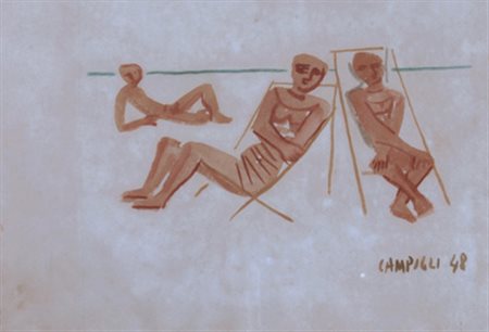 CAMPIGLI MASSIMO (Firenze 1895 - St. Tropez 1971) "Figure sedute" 1948...