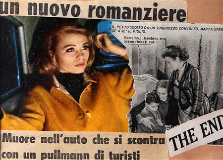 LAMBERTO PIGNOTTI 1926 Un nuovo romanziere, 1966 Collage su carta, cm. 15,5 x...