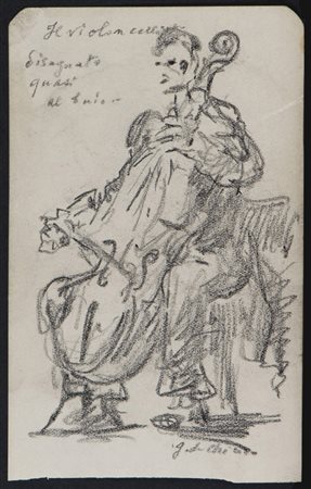 GIORGIO DE CHIRICO (Volos 1888 - Roma 1978) Il violoncellista, disegnato...