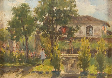 ENRICO VIZZOTTO (Oderza 1880 - Padova 1976) Paesaggio, 1925 Olio su...