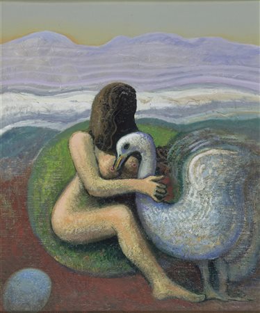 JOHN PICKING (Lancashire 1939) Leda, 1997 Tecnica mista su tela, cm. 60 x 51...