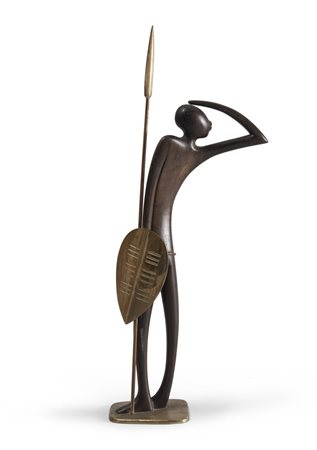 FRANZ HAGENAUER (Vienna 1906-1986) Africano, anni '50 Scultura in legno e...