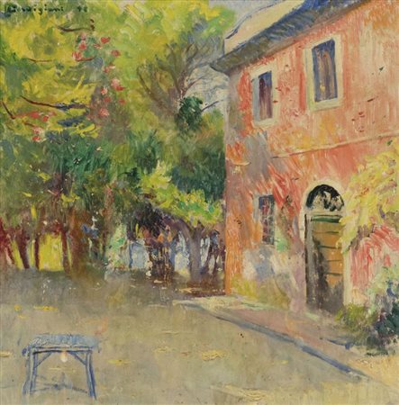 Remo Gordigiani (Empoli 1926 Pistoia 1991) Cortile, 1948, Olio su tela, cm....