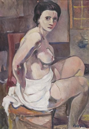 Corrado Zanzotto (Pieve di Soligo 1903 1980) Nudo, 1965, Olio su tela, cm....