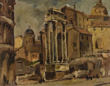 Luigi Surdi (1857 1959) Il tempio di Apollo e teatro di Marcello, 1944, Olio...