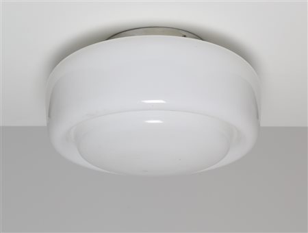 MANIFATTURA ITALIANA Lampada da soffitto in alluminio e vetro opalino. -. Cm...