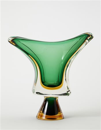 Seguso Vetri d'Arte (attribuito) Vaso in vetro soffiato sommerso cristallo,...