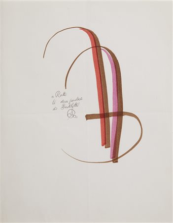 Gio Ponti (Milano 1891 - 1979) Lettera autografa con disegni policromi,...