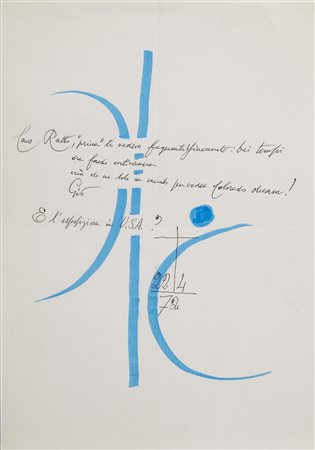 Gio Ponti (Milano 1891 - 1979) Lettera autografa con disegni monocromi,...