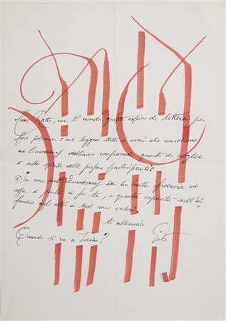 Gio Ponti (Milano 1891 - 1979) Lettera autografa con disegni monocromi,...