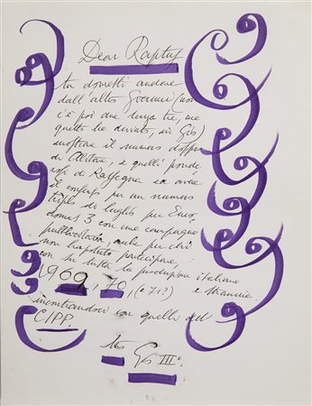 Gio Ponti (Milano 1891 - 1979) Lettera autografa con disegni monocromi,...