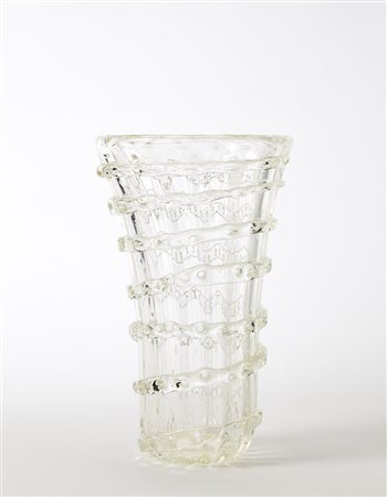 Ercole Barovier ( 1889 - 1974) Vaso in vetro cristallo a bolle disposte...