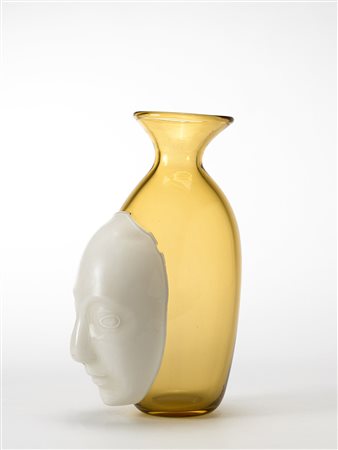 Fulvio Bianconi ( 1915 - 1996) Vaso in vetro trasparente pagliesco con...