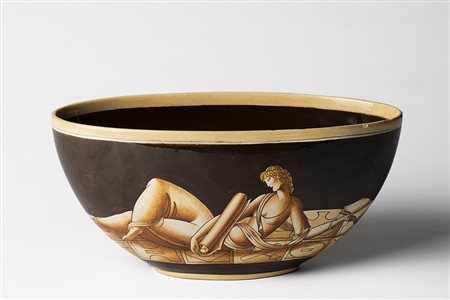 Gio Ponti (Milano 1891 - 1979) "La lettura". Vaso ovoidale in maiolica...