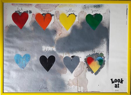 Jim Dine "Cuori colorati" - 1970 - Affiche Litografia - 66x91 - Firma e data...