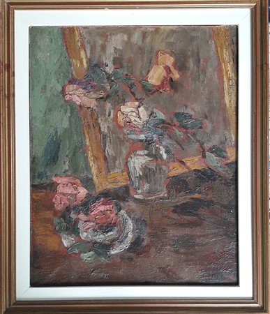 Sergio Scatizzi "Vaso di fiori" - Olio su tela - cm 50x40 - Firma...