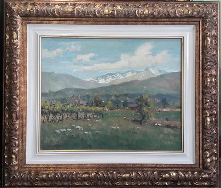 Beppe Chiaudano "Paesaggio di campagna" - Olio su tavola - cm 40x50 - Firma...