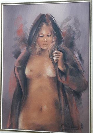 Osvaldo Verderosa "Nudo femminile" - 1978 - Pastelli su tela - cm 70x50 -...