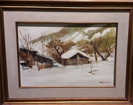 T. Raffignone "Paesaggio innevato" - Olio su tela - cm 40x60 - Firma in basso...