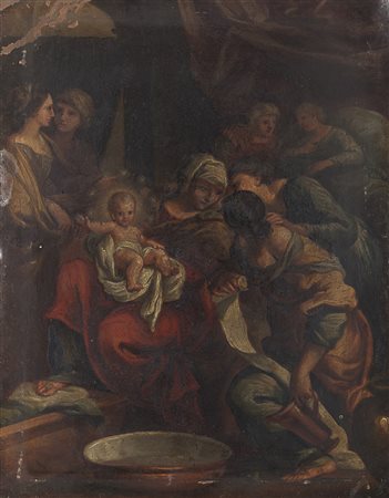 Scuola dell'inizio del secolo XVIII "Nativit‡" olio su rame (cm 21x16,5)...