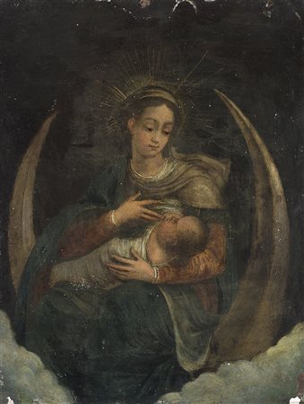 Scuola veneta del secolo XVII "Madonna immacolata con bambin Ges˘" olio su...