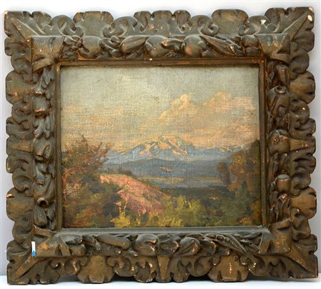 Ravetta "Paesaggio montano" olio su cartone telato (cm 24x28). Firmato in...