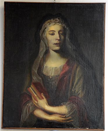 Antico dipinto raffigurante ritratto di gentildonna (cm 79x62) in cornice...