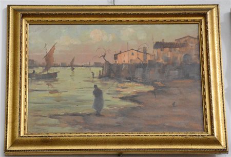 Cargnel "Paesaggio lagunare" olio su masonite (cm 50x70) firmato in bassoa...