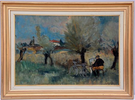 Colognese "Il pittore Alfonso Corradi" 1946. Olio su cartone telato (cm...